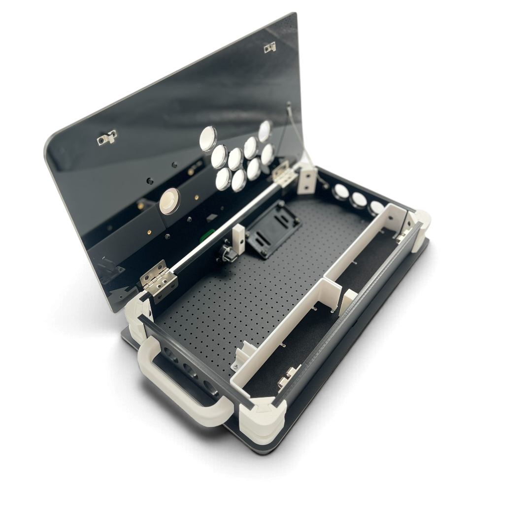 Open OKI Hatch enclosure showing storage cubbies and mounting area.